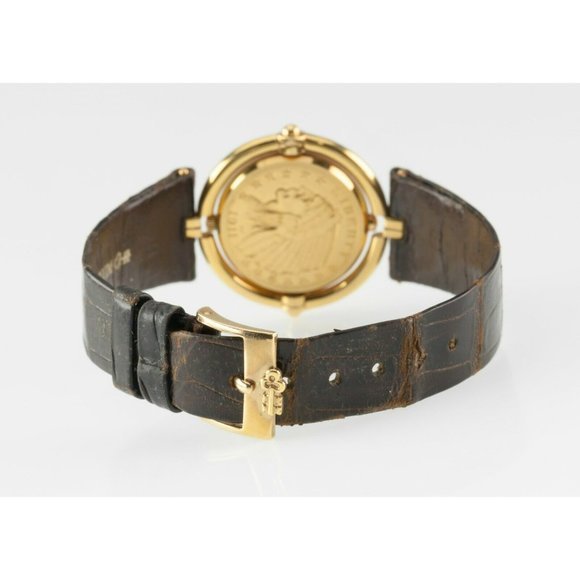 Corum 18k Yellow Gold $5 Half Eagle Quartz Coin Watch w/ Rotating Bezel - Picture 7 of 10